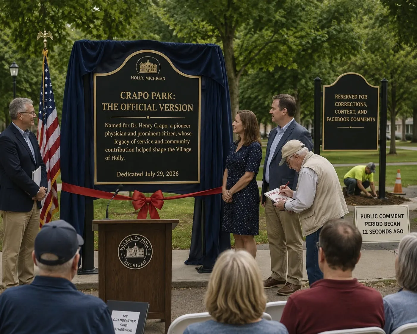 Placeholder Battle Alley Bugle artwork; replace with a description of the Crapo Park historical marker story image