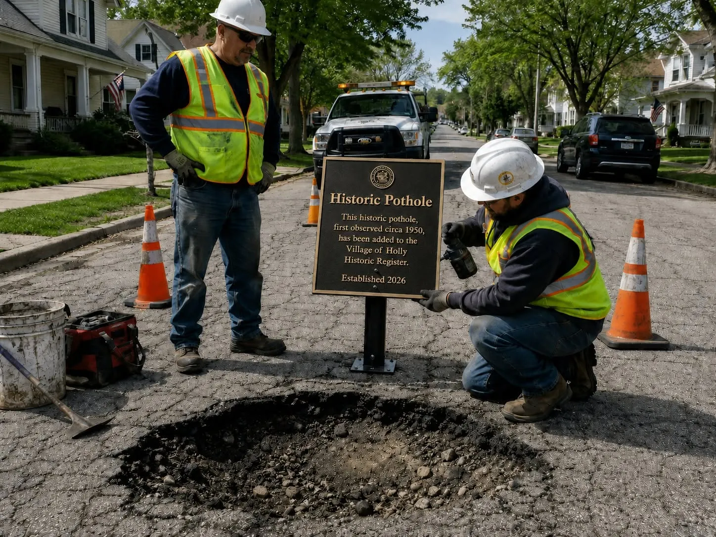 Placeholder Battle Alley Bugle artwork; replace with a description of the Sherman Street historic pothole story image