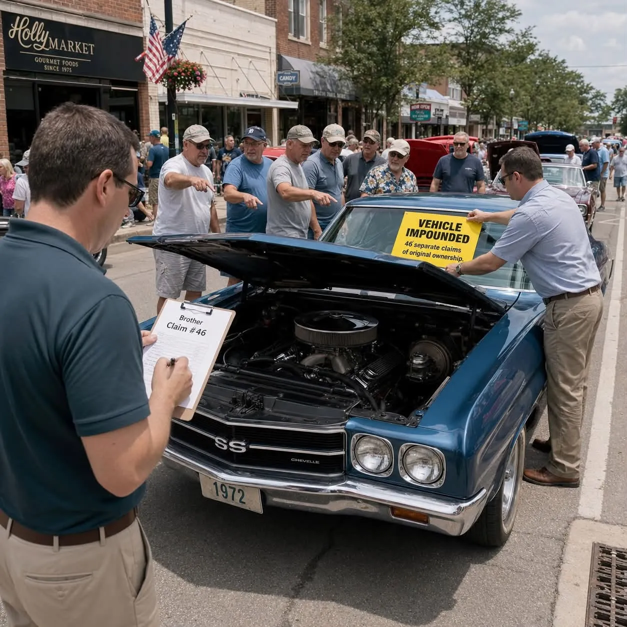 Placeholder Battle Alley Bugle artwork; replace with a description of the restored 1970 Chevelle at the downtown car show