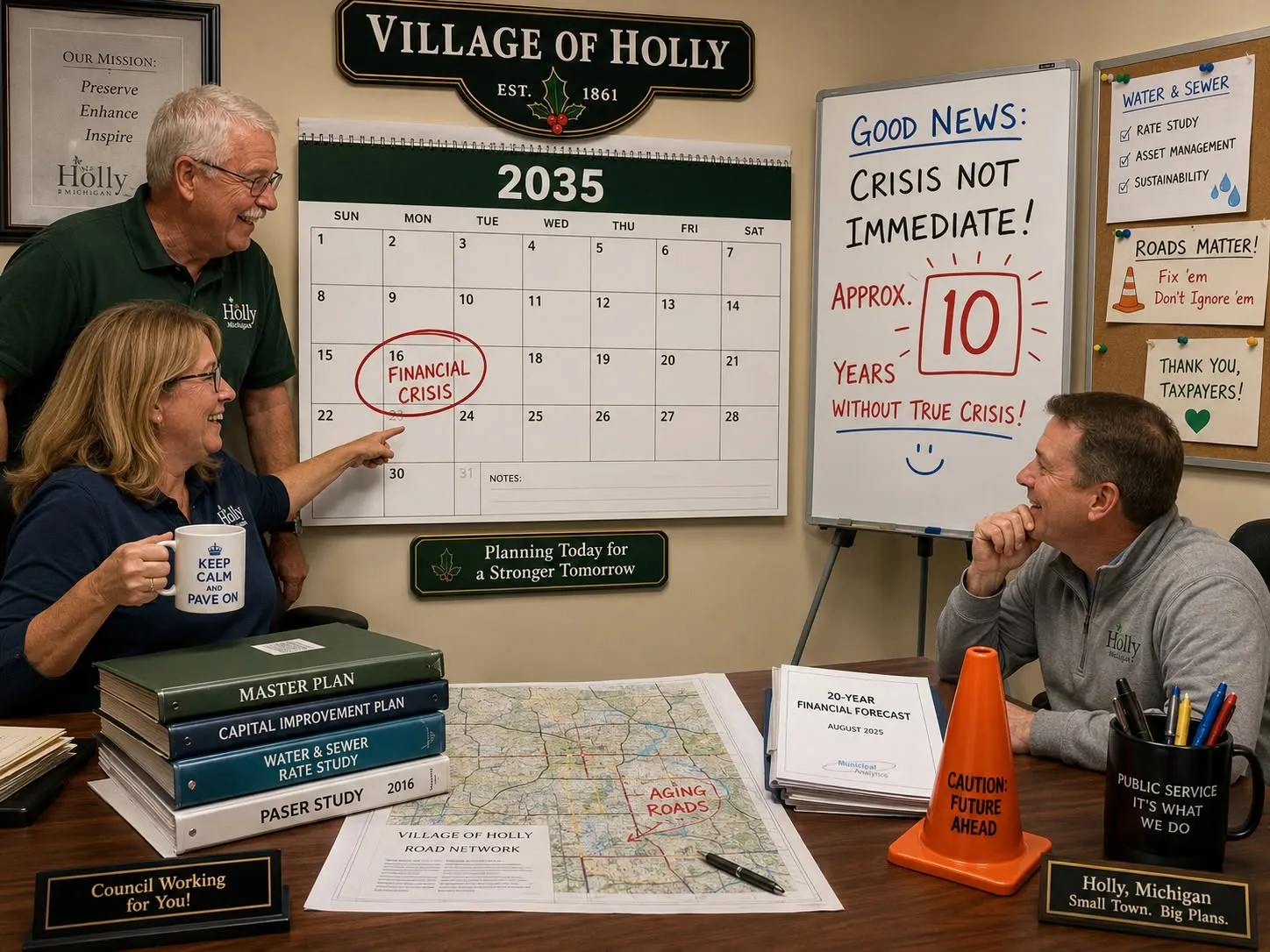 Placeholder Battle Alley Bugle artwork; replace with a description of the Holly long-term financial crisis story image